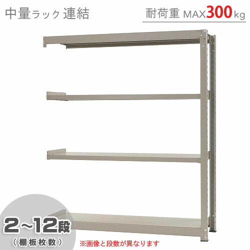 【楽天市場】【個人宅も送料無料】 中量ラック300kg 単体 幅150×奥行60×高さ180cm 2～12段 ニューアイボリー 300kg/段  【スチールラック 楽天最安値に挑戦！】 【スチール棚 スチールラック 業務用 収納棚 収納ラック】 【商品key:[W150][