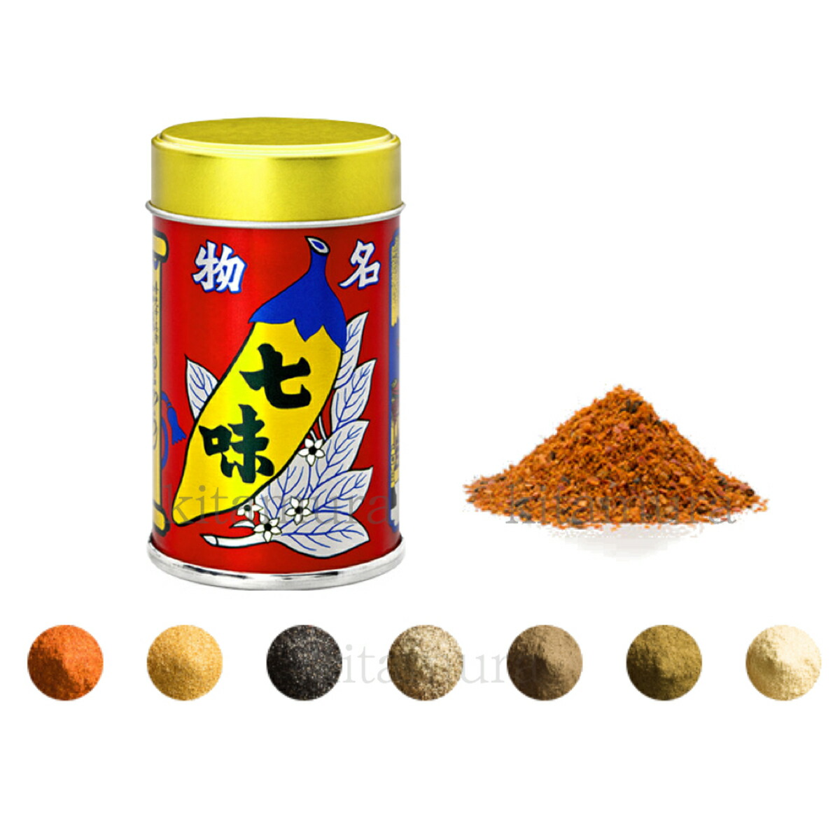 八幡屋礒五郎 七味唐辛子 缶入 14g 超目玉