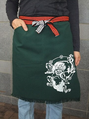 楽天市場】別染ポケット付き帆前掛（赤）(招き猫プリント入り）綿