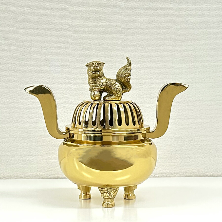 【SALE品】中口百獣の王掛 香炉 6寸 磨き お寺さま用仏具