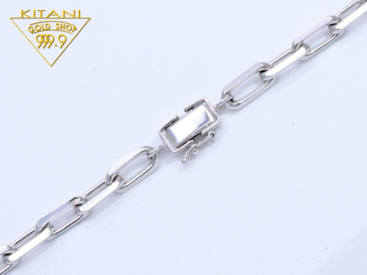K18ホワイトゴールド 極太 スーパー小豆 ブレスレット 幅 約 5.5mm / 全長18cm / 重量 約17.0g 前後 (スパルタカス) ( K18WG )|製造直販店・木谷貴金属kitani9999