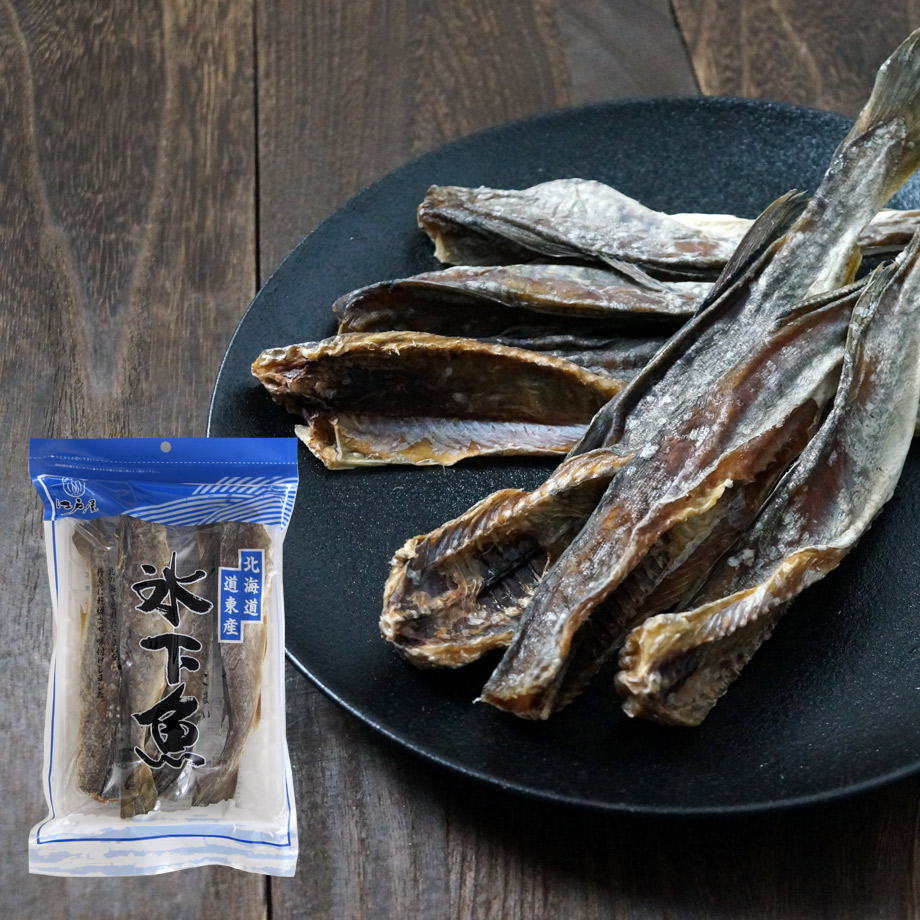 氷下魚（コマイ）160g【江戸屋】（送料無料）北海道の冬の海で獲れる鱈の仲間を皮・骨付きのまま干し上げた伝統珍味 噛むほど旨みが広がる｜北の箱　店
