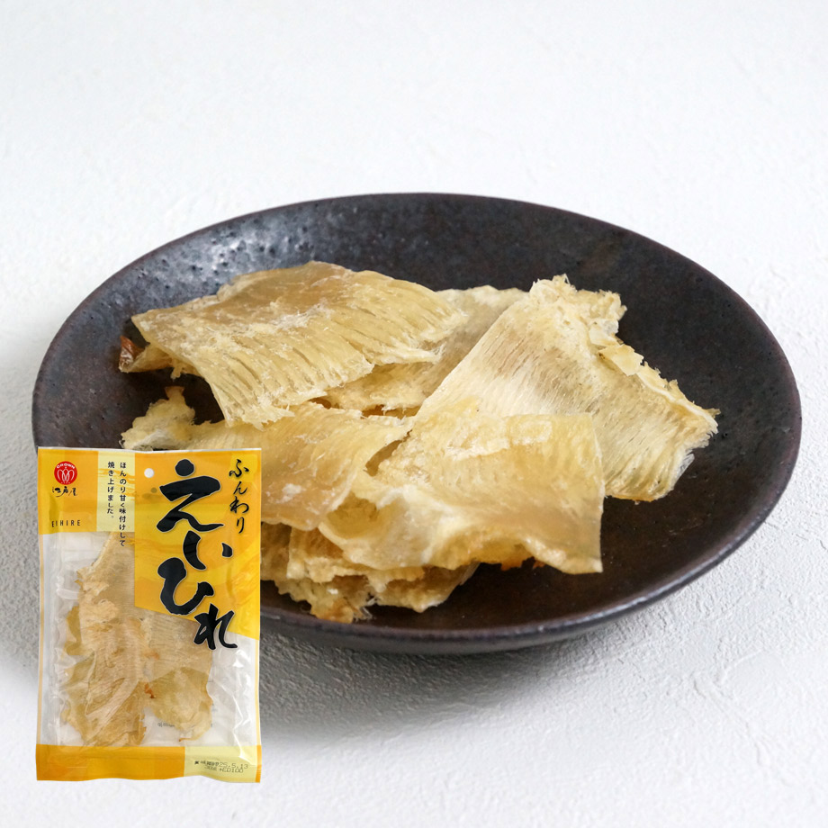 ふんわりえいひれ38g　江戸屋（送料無料）厳選したエイヒレを甘じょっぱく味付けしロール加工でふんわり焼き上げた人気おつまみ
