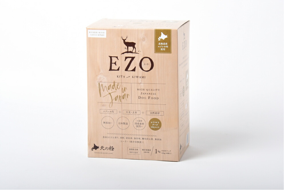 【北の極】 ドッグフード エゾ鹿 EZO エーゾー（総合栄養食 成犬用）1kg 保存料 酸化防止剤 着色料 無添 国産 エゾシカ肉 玄米 国産野菜等を使用 ドックフード 小粒 愛犬用フード アレルギー対策 安心安全 犬用