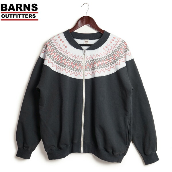 BARNS ジョージバーンズ 雪柄 ジップ ジレー BR-23373