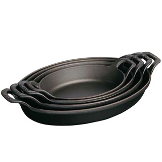 Staub/ストウブ 小判グラタンプレート28cm （302923）【ブラック】｜キッチンブランチ