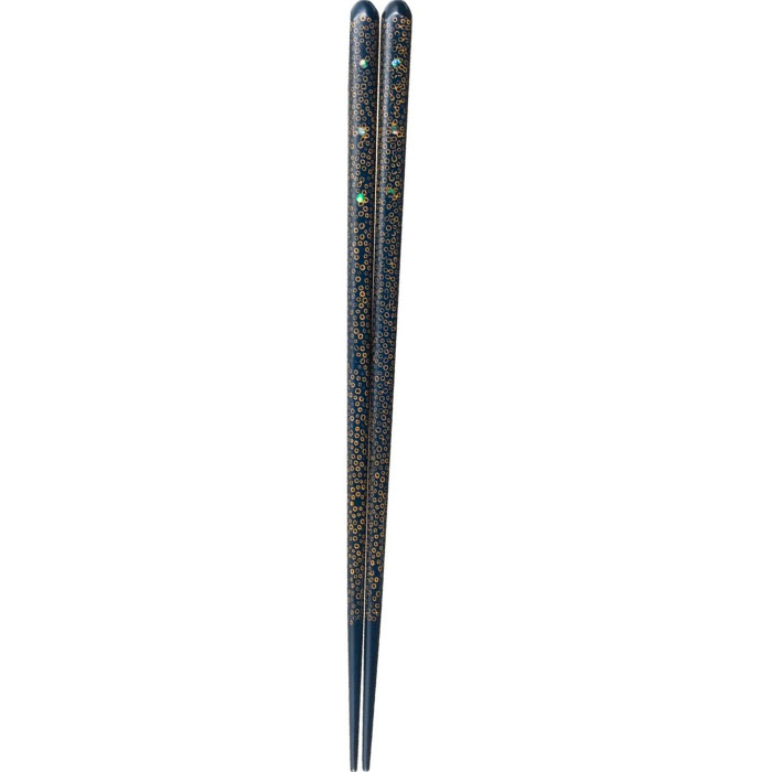 イシダ 一双 津軽塗花氷　23cm ブルー 箸 お箸 おはし