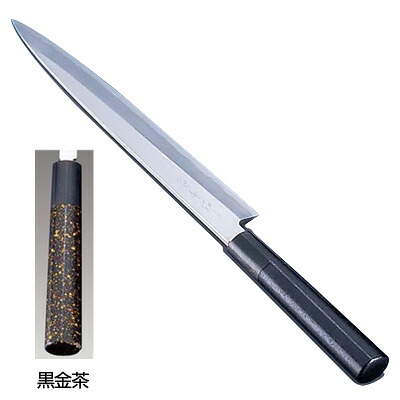 歌舞伎調和庖丁 忠舟 柳刃 30cm 黒金茶【黒金茶】