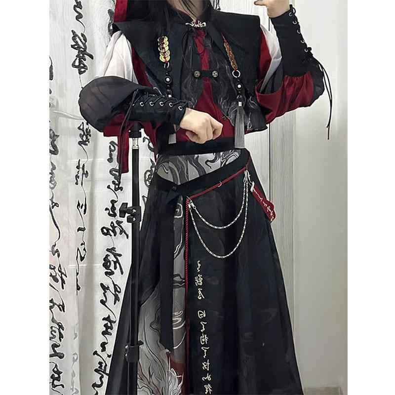 漢服 コスプレ 一こま御召しもの レディース 御召しもの 流行り物 漢 刺しゅう 瀬戸もの風 ズボン下 スコート 春夏 に 着 上演 映画化 一こま 今めかしい