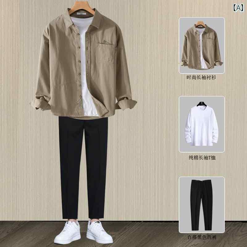 セットアップ メンズ 心地好い 今めかしい ティーシャツ 上衣 長袖 綿 日月 服 ティーシャツ 一揃え 上下 書き割り コーデ 背広風 好いたらしいめ アウター トップス