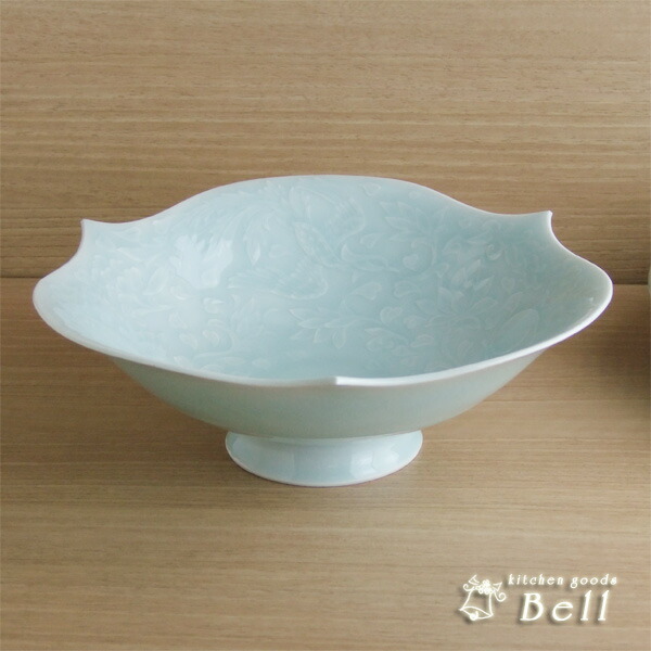 楽天市場】和食器 中鉢 22.5cm 快山窯 青白磁 牡丹彫 鉢 煮物鉢 刺身鉢
