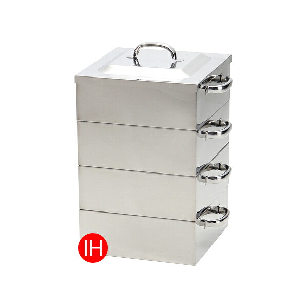 桃印 電磁膳立て器（IH）相応うお役目用角蒸し器 3段39糎 蒸し器 ステンレス鋼 IH相応う