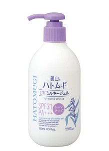 熊野あぶら身麗白ハトムギトーンアップUVミルキージェル SPF31+ PA+++ ラベンダー 250ml  まとめ買い×36個仕掛ける