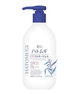 熊野あぶら身麗白ハトムギUVミルキージェル 大静電容量 SPF31+ PA+++ 400ml  まとめ買い×24個仕掛ける