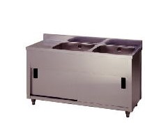 東製造所2槽水切押し入れシンク 1500*600*800 APM2-1500H