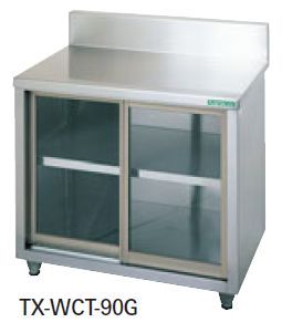 タニコー調理台/ガラス戸式（バックガードあり)W900*D600*H800TXA-WCT-90Ｇ