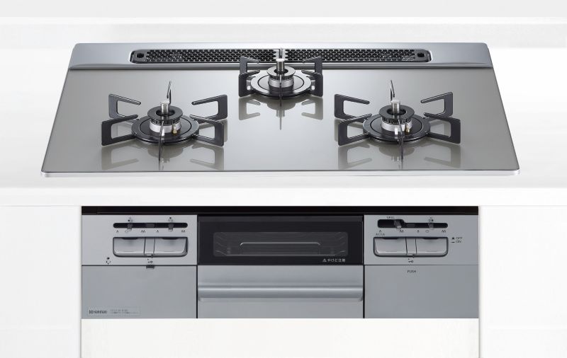 ガスコンロ ハーマン製（HARMAN）DW32V7WTP2SV　fami （ファミ） 3口コンロ　ガラストップ　スタンダードタイプ　間口75cm｜キッチン取付け隊（店）