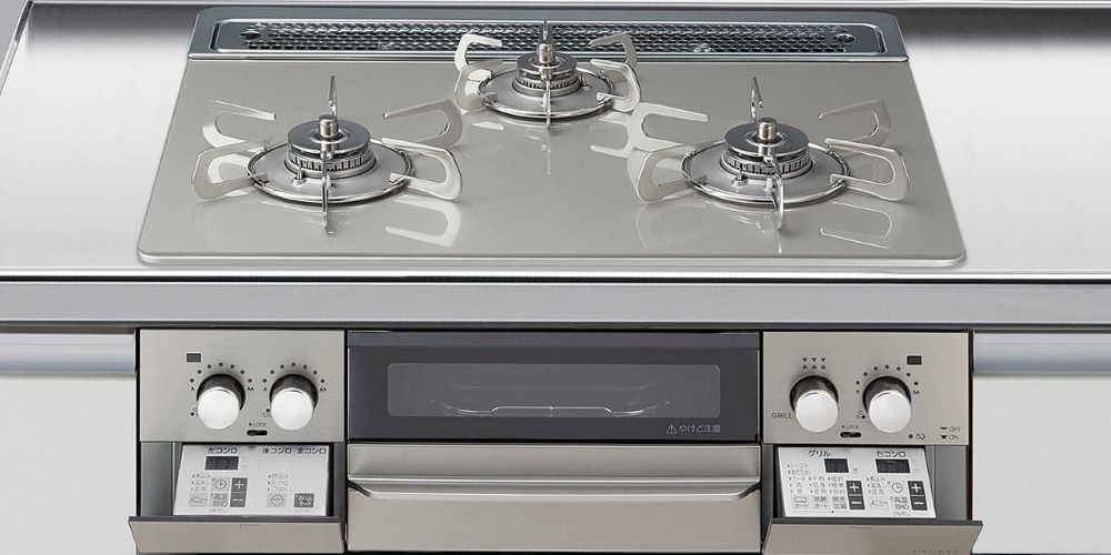 ガスコンロ　パロマ製（LIXIL）　P3635G1W1K　間口60cm　3口コンロ・ガラストップタイプ　無水両面焼きグリル　ブラック｜キッチン取付け隊（店）