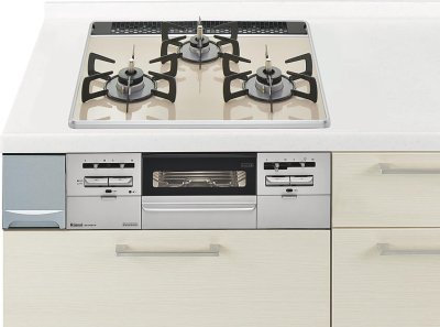 ガスコンロ リンナイ製（Panasonic）LESW28P1V　クリアカラートップ　両面焼きワイドグリル　ベージュ｜キッチン取付け隊（店）