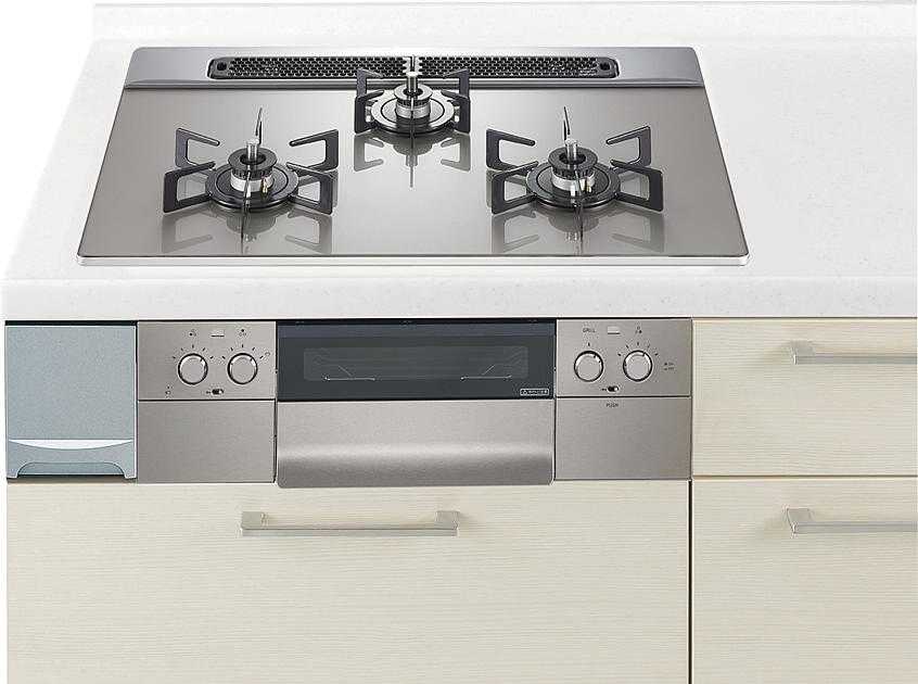 ガスコンロ ハーマン製(Panasonic)JUGS31U6WH 間口75cm 3口コンロ ガラストップ 両面焼きグリル|キッチン取付け隊(店)