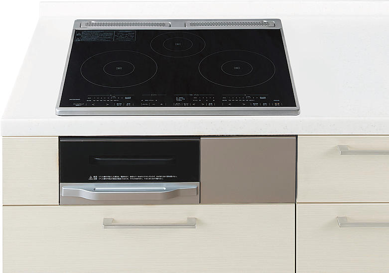 IHクッキングヒーター 　アイリスオーヤマ製（Panasonic）　LESB3201E　ブラック　間口60cm　 鉄・ステンレス対応　3口IH｜キッチン取付け隊（店）