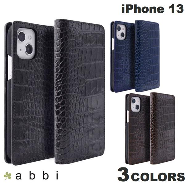 iPhone13 ケース 手帳型 本革 日本製 カード収納 abbi SIGNATURE iPhone 13 クロコダイルイタリアンレザーケース 本革 アビー (スマホケース・カバー)