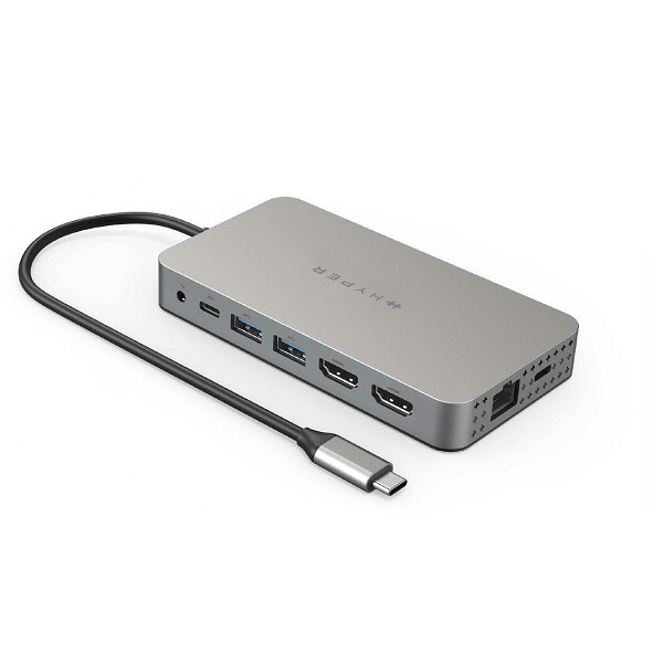 HYPER++ HyperDrive デュアル 4K 60Hz / 30Hz HDMI - USB Type-C 10in1 ハブ 100W パススルー充電 PD対応 # HP-HDM1H ハイパー M1 MacBook対応 USBハブ