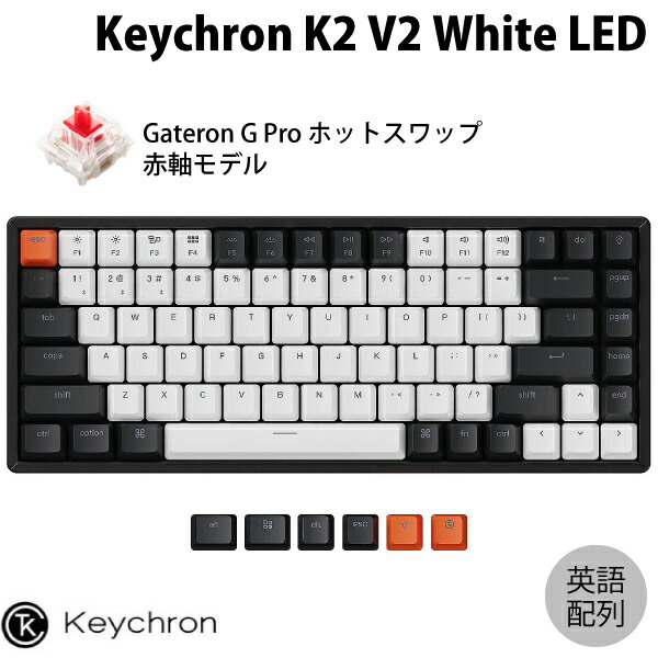 最大69％オフ！ Keychron K2 V2 Mac英語配列 有線 Bluetooth 5.1 ワイヤレス 両対応 テンキーレス ホットスワップ  Gateron G Pro 赤軸 84キー WHITE LEDライト メカニカルキーボード # K2-A1H-US キークロン Bluetooth キーボード PSR fucoa.cl