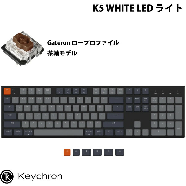 【楽天市場】Keychron K5 Mac英語配列 有線 / Bluetooth 5.1 ワイヤレス 両対応 テンキー付き ロープロファイル  Gateron 青軸 104キー WHITE LEDライト メカニカル キーボード # K5-A2-US キークロン (Bluetoothキーボード)  【国内正規品】 : Premium ...