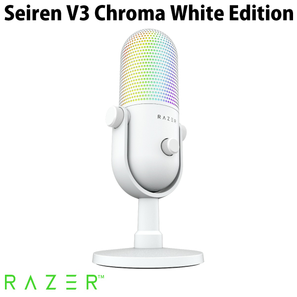 【あす楽】 【国内正規品】 Razer Seiren V3 Chroma タップトゥミュート機能搭載の RGB USB マイク White Edition # RZ19-05060200-R3M1 レーザー (マイクロホン USB) セイレン画像