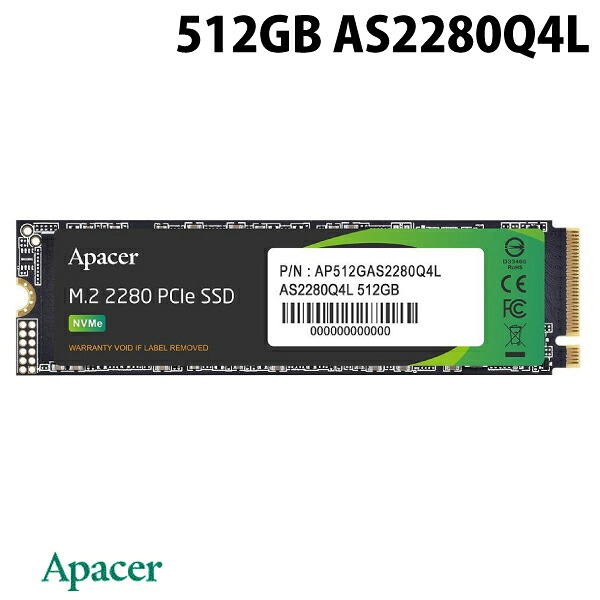Apacer 512GB AS2280Q4L M.2 SSD PCI-ExpressGen4x4 R=3600MB/s W=3000MB/s 3D TLC # AP512GAS2280Q4L-1 アペイサー (内蔵SSD)｜Apple専門店 キットカット