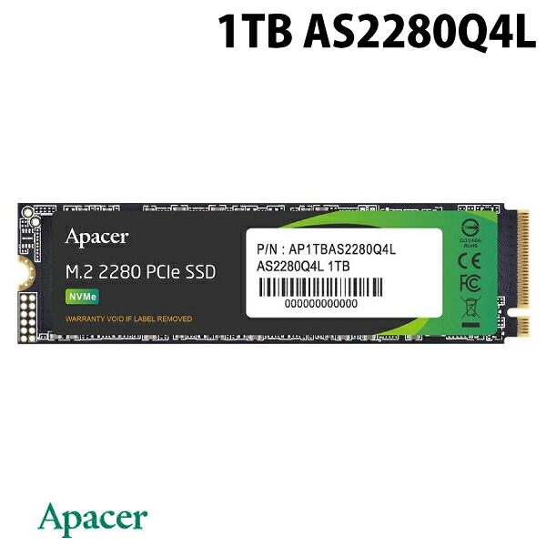 Apacer 1TB AS2280Q4L M.2 SSD PCI-ExpressGen4x4 R=3600MB/s W=3000MB/s 3D TLC # AP1TBAS2280Q4L-1 アペイサー (内蔵SSD)｜Apple専門店 キットカット