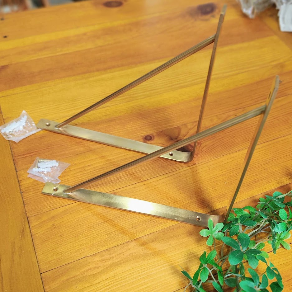 【送料無料】ブラスシェルフ250 2本セット 25×25 BRASS シュルフサポート アンティーク調 ゴールド ブラケット DIY 壁収納 壁ディスプレイ 棚受け HS2621 set