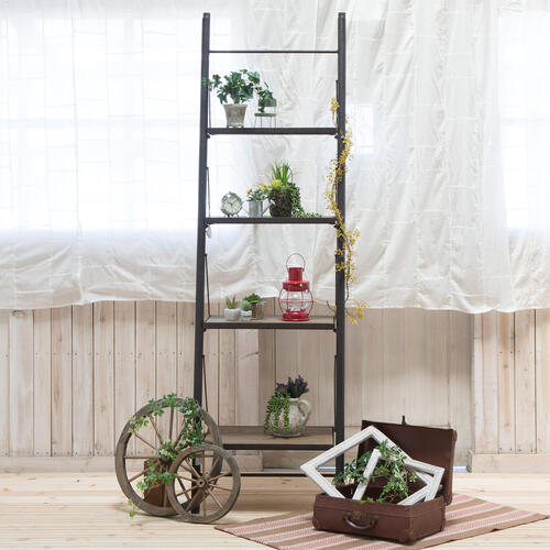 【百貨店SALE客体！】【貨物輸送無料】アイアンラダー 60cm×奥ふかさ40cm×高さ203糎 今めかしい ビンテージ 今めかしい 男前 塩カジ アメカジ パイン材 レトロ 木製 ラダーラック 納める 壁面納める