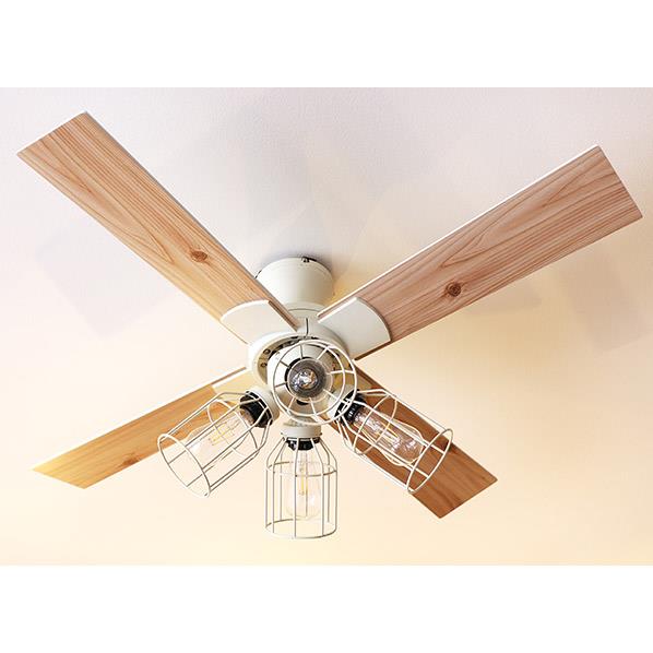 【送料無料】JAVALO ELF Modern Collection シーリングファン フィラメントL 4灯 LED電球付き 電球色 ホワイト ジャヴァロエルフ 照明 ファン付 白 木目 ライト 新築 リビング おしゃれ インテリア 男前インテリア かっこいい ビンテージ調 レトロ 阪和 JE-CF003-WH|Kitol