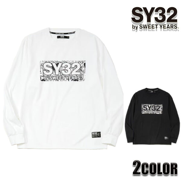 【★10%OFFｸｰﾎﾟﾝ★4月17日09:59迄】SY32 正規品 tシャツ sy32 by sweet years SWEET YEARS スイートイヤーズ ロングTシャツ メンズ ブラック ホワイト S-XL HEART PATTERN BOX LOGO 15501 ロンT エスワイサーティトゥバイスィートイヤーズ