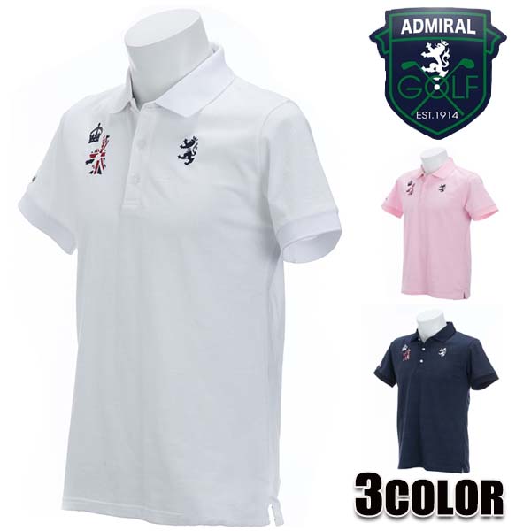 【★MAX30％OFFｸｰﾎﾟﾝ★5月27日01:59迄】アドミラルゴルフ AdmiralGOLF アドミラル アドミラルゴルフ スポーツシャツ メンズ 父の日 白いこと 米国海軍 サクラ色 M L LL 半袖 ADMA811 旗幟 山猫 Admiral