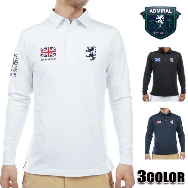 【★MAX30％OFFｸｰﾎﾟﾝ★5月27日01:59迄】アドミラル アドミラルゴルフ スポーツシャツ AdmiralGOLF メンズ 長袖 蓄熱保温 白いこと 黒いこと 米国海軍 M L LL