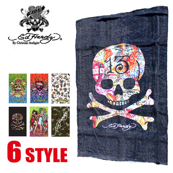 【★2枚目50%OFFｸｰﾎﾟﾝ(対応商品)★4月17日09:59迄】エドハーディー ビーチタオル ED HARDY タオルケット バスタオル ラブキル タイガー スカル 海 エド・ハーディー edhardy タトゥー