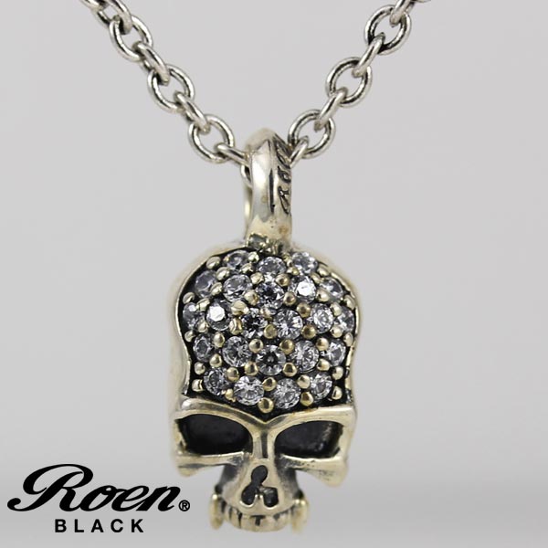 ロエン Roen ロエン Roen BLACK メンズネックレス・ペンダント チェーンネックレス ロエン ネックレス アクセサリー ジュエリー シルバー×キュービックジルコニア クリア スカルチャーム シルバー925