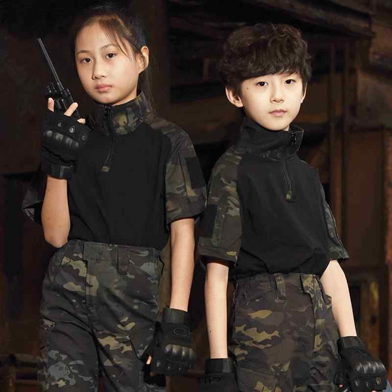 戦闘服 トップス 長袖 迷彩 ミリタリー サバイバル サバイバルゲーム用 耐摩耗性 キッズ 子供用 男の子 女の子 春夏秋冬兼用