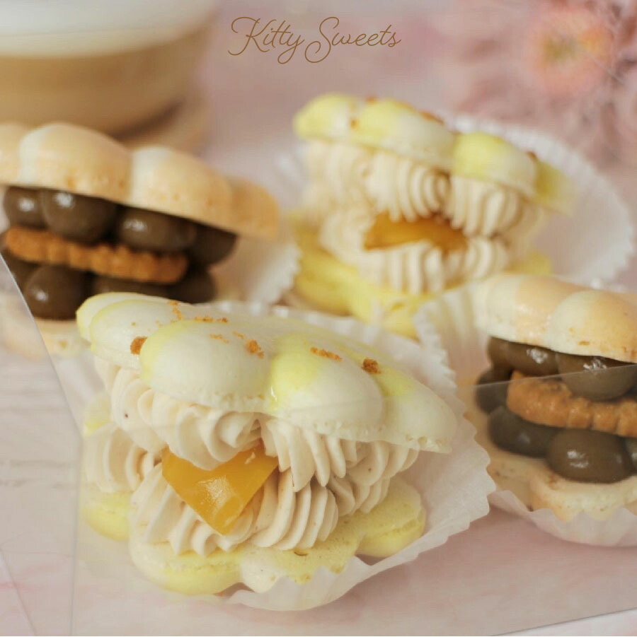 楽天市場 もみじ マカロン モンブラン ほうじ茶 秋スイーツ お取り寄せ スイーツ ギフト 直送 韓国マカロン トゥンカロン 貝殻 マカロン 4つ入り Kitty Sweets