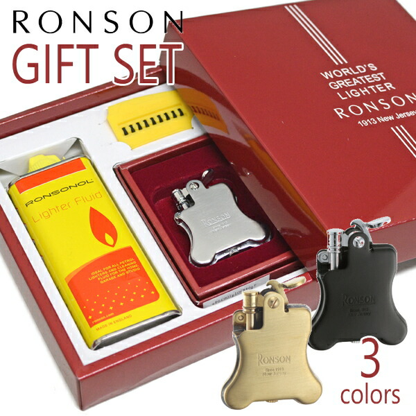【ライターギフトセット】RONSON ロンソン バンジョー オイルライター + ギフトボックス（オイル・フリント付き）セット