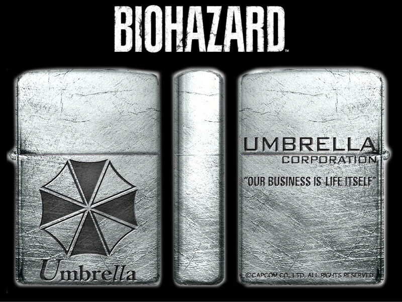 Zippo ジッポー Umbrella ライター バイオハザード 銀サテン古美 ユーズド加工