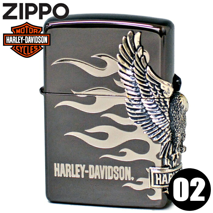 ZIPPO ハーレーダビッドソン HDP-02 サイドメタル ブラックベース＆シルバーメタル ジッポー ライター かっこいい 渋い オイルライター メンズ ギフト 在庫あり
