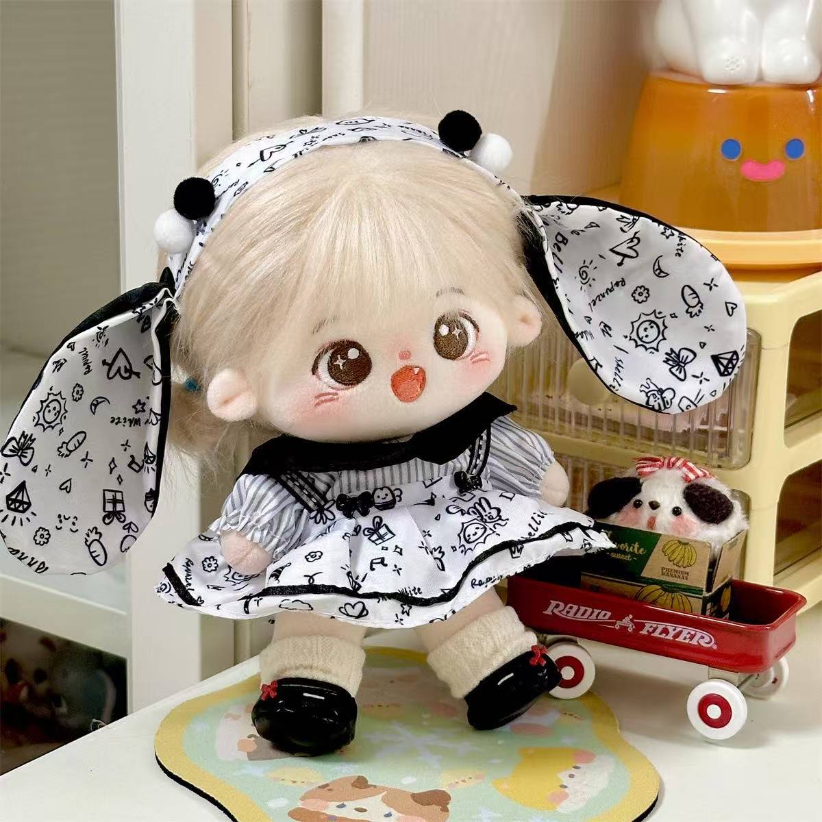 ラストワン20cmぬいぐるみ用着せ替えネコ尻尾コスチューム紳士スーツぬい服セット ネコ警察 20cm着せ替えぬいぐるみ用 黒色服4点セット ドール人形