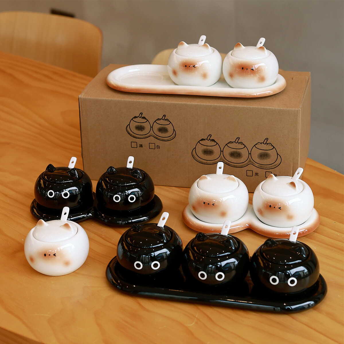 美品　希少　ビレロイ＆ボッホ　調味料ケース　ねこ　3点セット 美品 希少 ビレロイ＆ボッホ 調味料ケース ねこ 3点セット