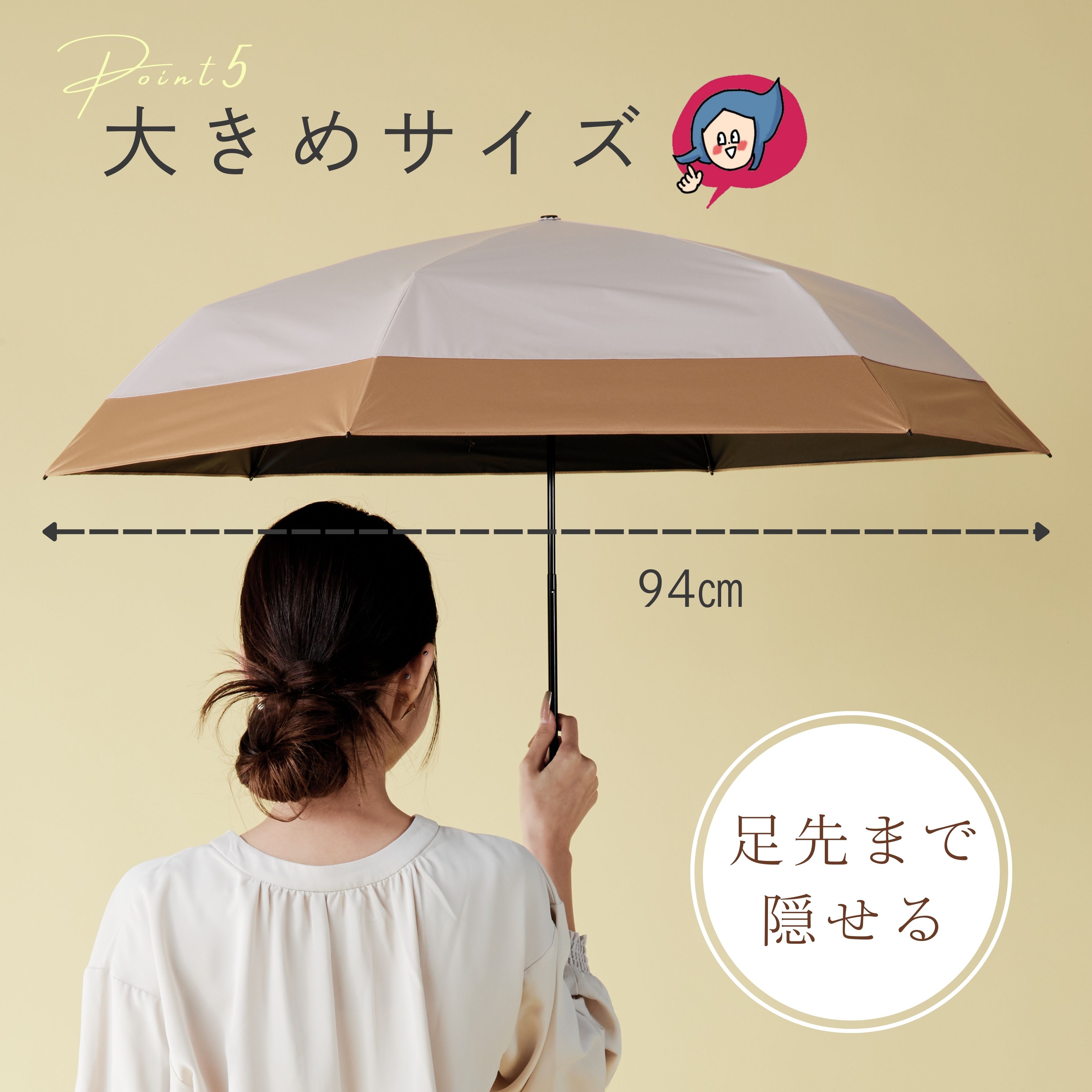 ROOMコラボ】日傘 折りたたみ傘 完全遮光 晴雨兼用 55cm 大きめ 