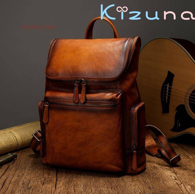 高級感満載！職人手作り 手染め ヌメ革 本革牛革リュックサック上質な艶手触り柔らかさ 4way 大容量通勤 通学 多機能 hhd99_1.jpg