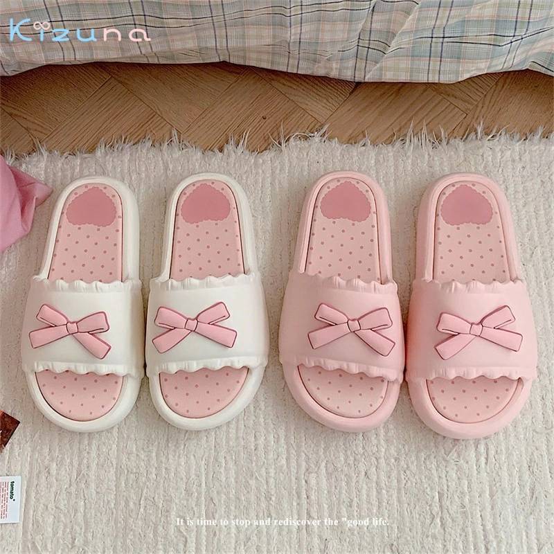 送料無料 スリッパ ルームシューズ 蝶結び レディース 女の子 可愛い スリッパ 夏用 ソフト お風呂 来客用 室内 自宅用 トイレ おしゃれ カップル ピーチサンダルシューズ 歩きやすい 痛くない アウトドア 滑り止め お洒落 軽量 柔らかい 楽天海外通販画像